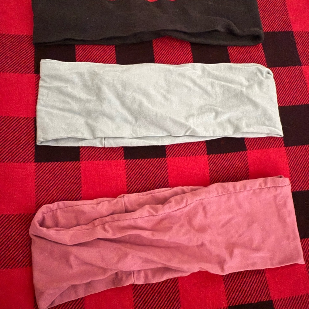 Set of Three Headbands - Black, Light Blue, Pink